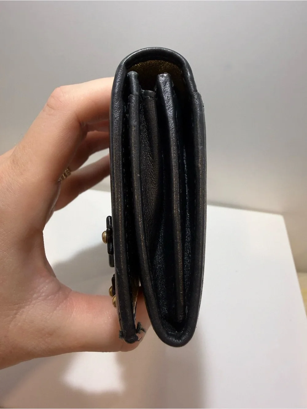 Salvatore Ferragamo Black Bow Studded Wallet